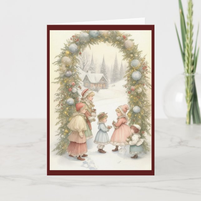Victorian Vintage Retro Christmas Holiday Card (Front)