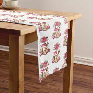 Victorian Vintage Rocking Horse Christmas Pattern Long Table Runner