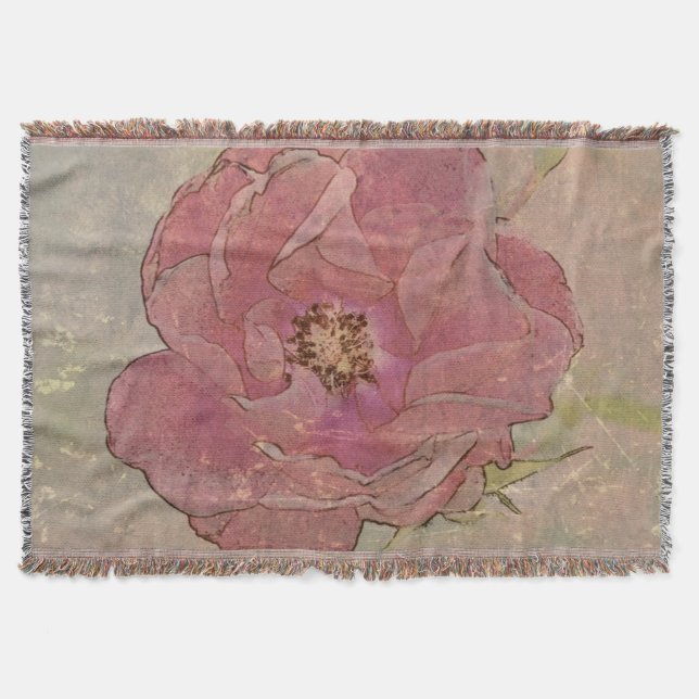 Victorian Vintage Rose Design- Throw Blanket (Front)