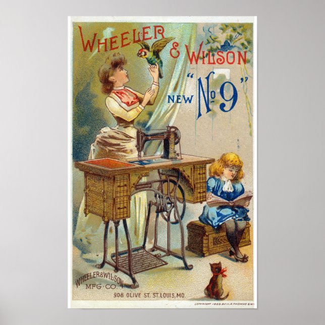 Victorian Vintage sewing machine advertisement Poster (Front)