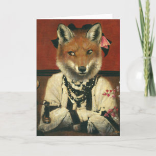Victorian Vintage Vixen Greetings Card