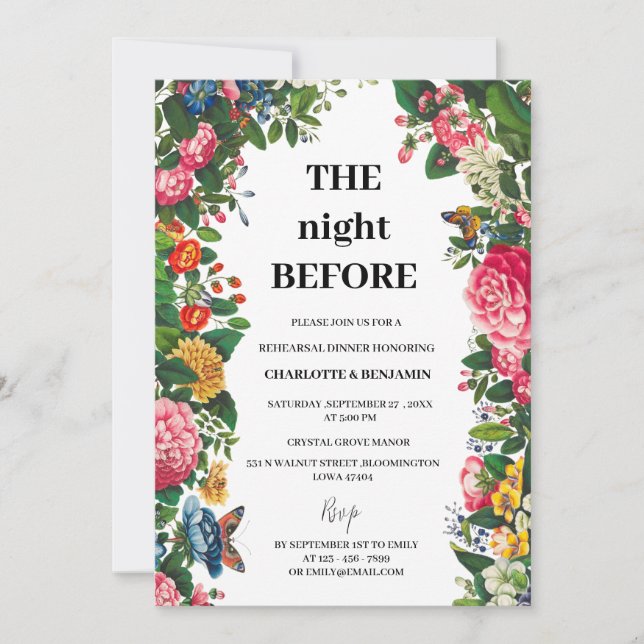 Victorian Vintage Wedding Rehearsal Dinner Invitation (Front)