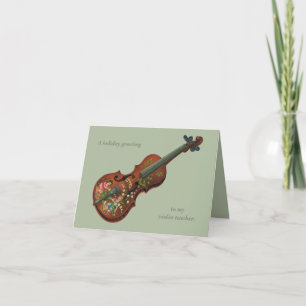 Victorian violin holiday birthday greeting card