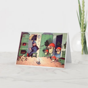 Victorian Visiting Mushrooms Christmas Card