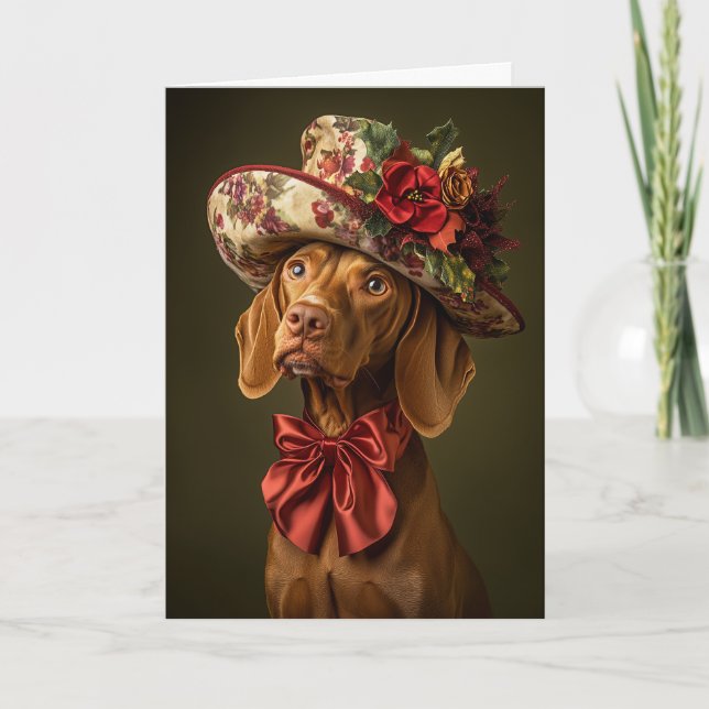 Victorian Vizsla Christmas Holiday Card (Front)
