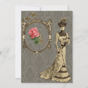 Victorian Wallpaper And Lady Invitation
