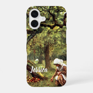 Victorian Watercolor: Girl picking Apples iPhone 16 Case