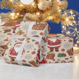 Victorian Watercolor Santa Christmas Collection Wrapping Paper