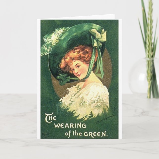Victorian Wearing Green St. Patrick's Day Card (Front)