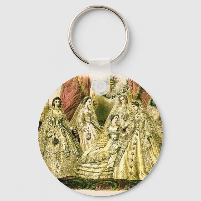 Victorian Wedding Art Print Fashion Dress Key Ring (Front)