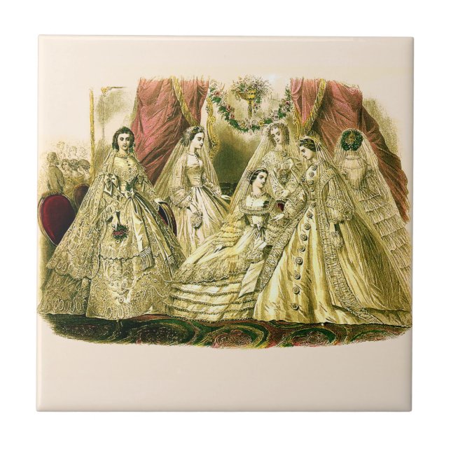 Victorian Wedding Art Print Fashion Dress Tile (Front)