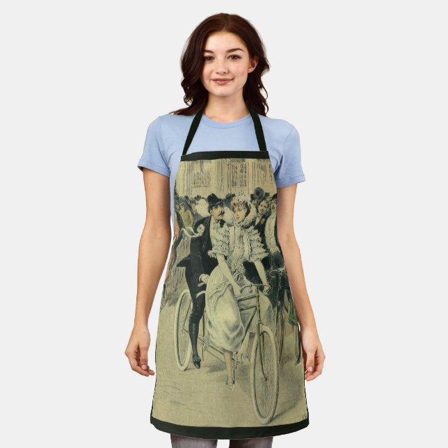 Victorian Wedding Bride and Groom Newlywed Bicycle Apron (Worn)