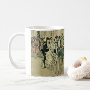 Victorian Wedding Bride and Groom Newlywed Bicycle Coffee Mug