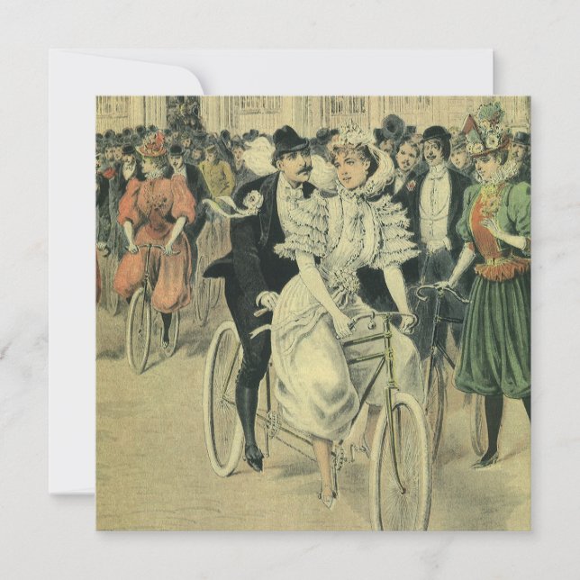 Victorian Wedding Bride and Groom Newlywed Bicycle Invitation (Front)