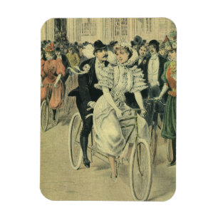 Victorian Wedding Bride and Groom Newlywed Bicycle Magnet