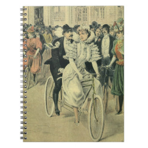 Victorian Wedding Bride and Groom Newlywed Bicycle Notebook
