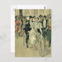 Victorian Wedding Bride and Groom Newlywed Bicycle