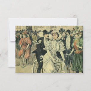 Victorian Wedding Bride and Groom Newlywed Bicycle RSVP Card