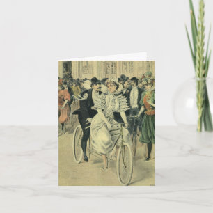 Victorian Wedding Bride and Groom Newlywed Bicycle Thank You Card