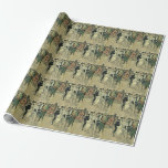 Victorian Wedding Bride and Groom Newlywed Bicycle Wrapping Paper<br><div class="desc">Vintage illustration love and romance Victorian wedding image featuring a bride in her wedding gown and veil and the groom in his tuxedo. A romantic design with the husband and wife newlyweds riding an antique tandem bike after their wedding ceremony surrounded by guests and members of the wedding party.</div>