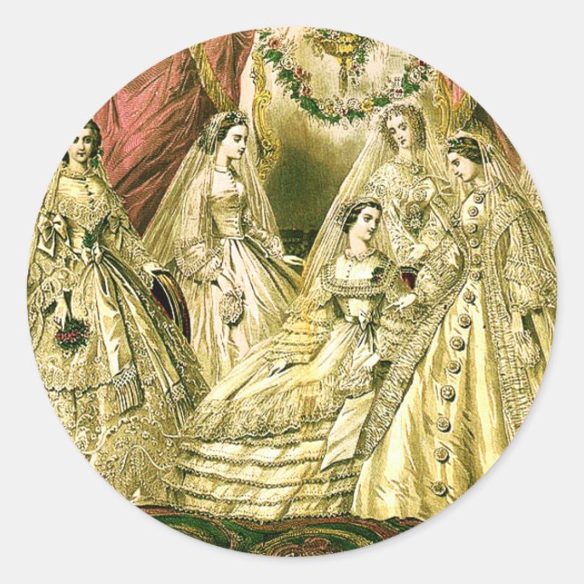 Victorian Wedding Classic Round Sticker (Front)