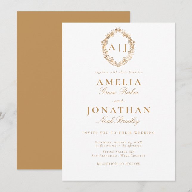 Victorian Wedding Crest Invitation (Front/Back)