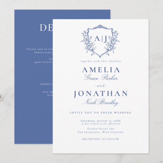 Victorian Wedding Crest Invitation (Front/Back)