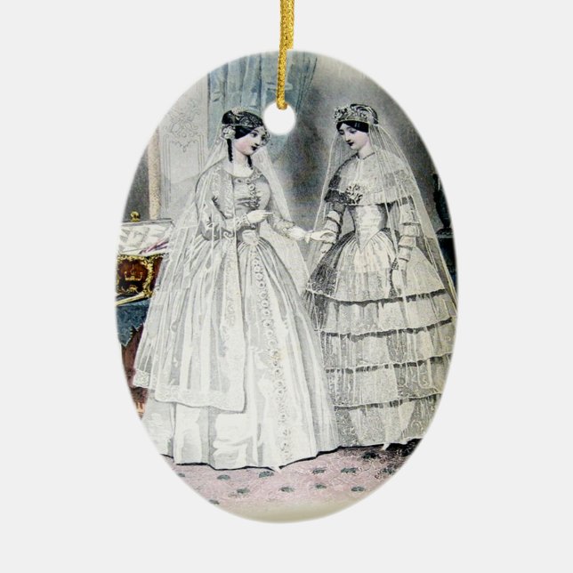 Victorian Wedding Dress Ceramic Tree Decoration (Front)