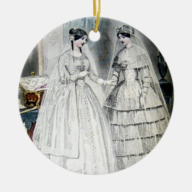 Victorian Wedding Dress Ceramic Tree Decoration (Front)