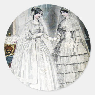 Victorian Wedding Dress Classic Round Sticker
