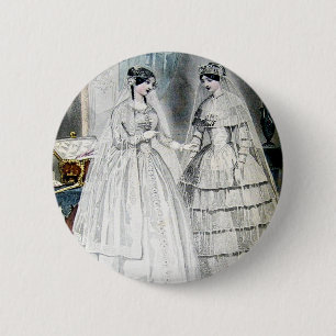 Victorian Wedding Dress Two Women 6 Cm Round Badge