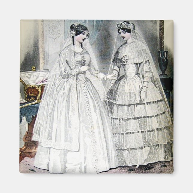 Victorian Wedding Dress Two Women Magnet (Front)