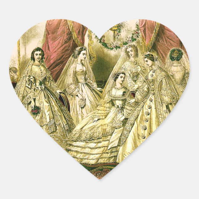 Victorian Wedding Heart Sticker (Front)