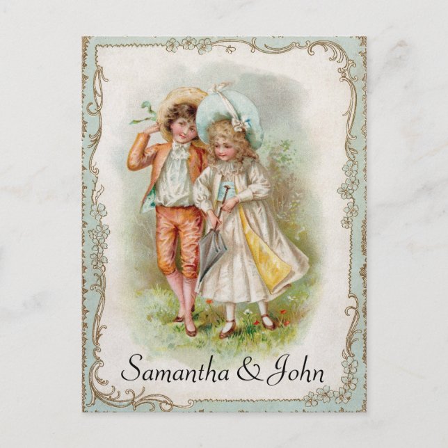 Victorian Wedding Save the Date Announcement Postcard (Front)