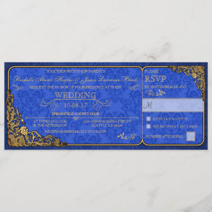 Victorian Wedding Ticket Invitation (royal blue)