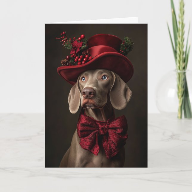 Victorian Weimaraner Christmas Holiday Card (Front)