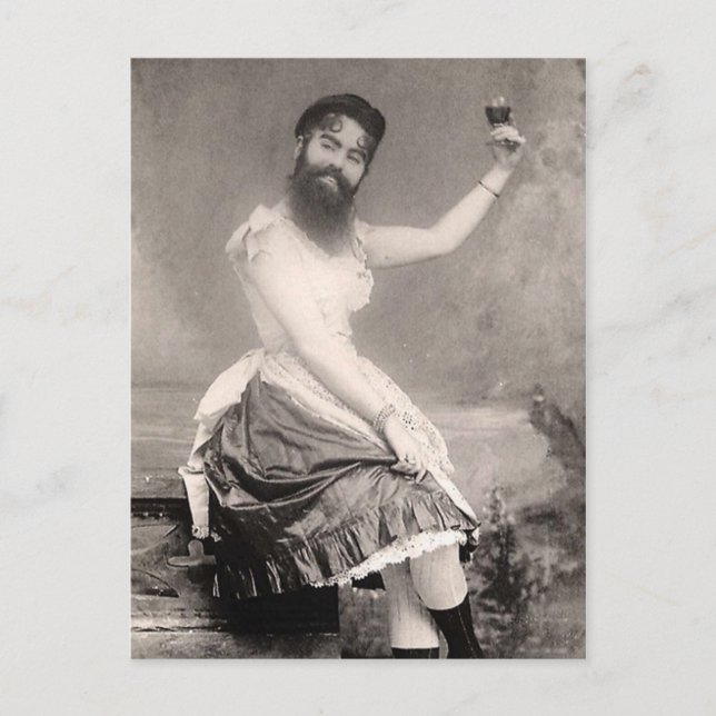 Victorian Weird a Woman with a Beard Postcard (Front)