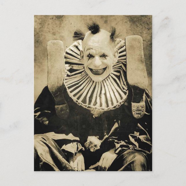 Victorian Weird Creepy Clown Smiling Postcard (Front)