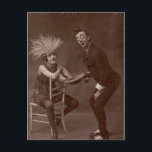 Victorian Weird Funny Clown Postcard<br><div class="desc">A clown holds a hat out for a woman.</div>