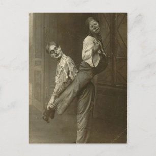 Victorian Weird Two Clowns and a Stunt Postcard