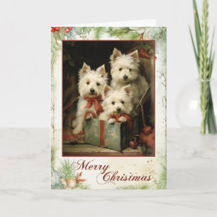 Victorian West Highland White Terrier Christmas Holiday Card
