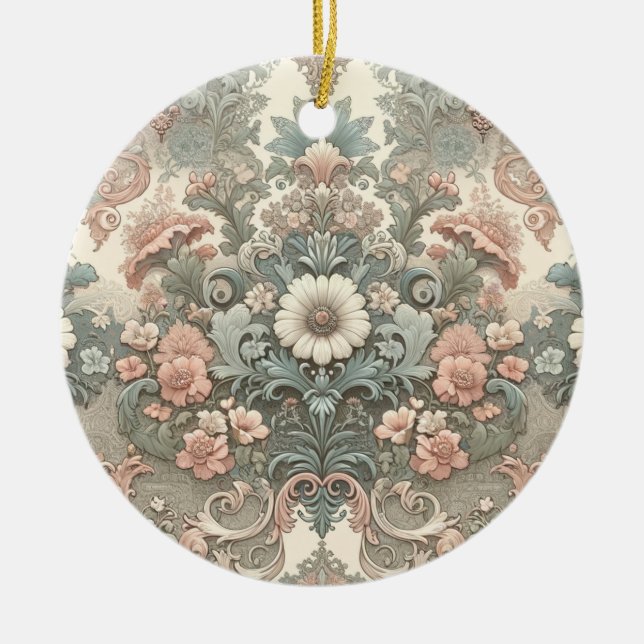 Victorian Whisper: A Pastel Symphony Ceramic Tree Decoration (Front)