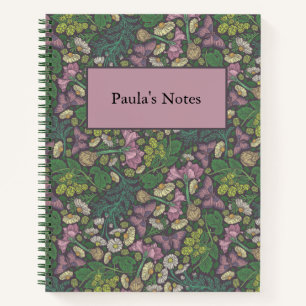 Victorian White Daisies Purple Butterflies Garden Notebook