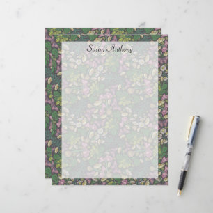 Victorian White Daisies Purple Butterflies Paper