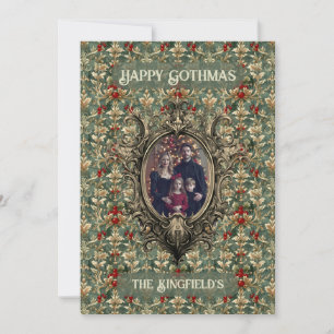 Victorian Winter Berry Ornament Family Christmas Holiday Card