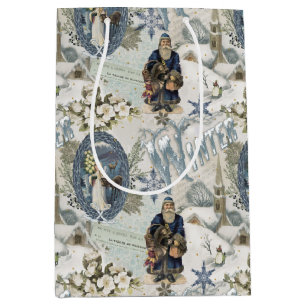 Victorian Winter Blues Vignette  Medium Gift Bag