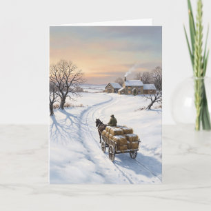 Victorian Winter Horse Cart Christmas Card