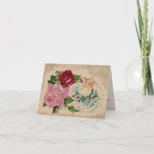 Victorian Winter Roses Thank You Card