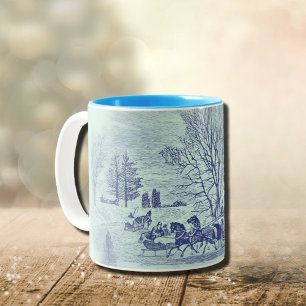 Victorian Winter Scene Two-Tone Coffee Mug