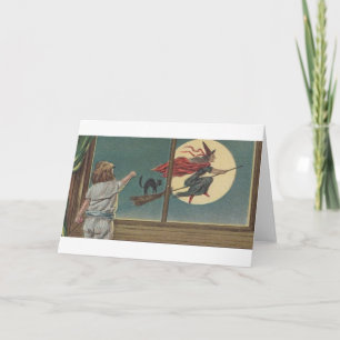 Victorian Witch Befana Halloween Greeting Card